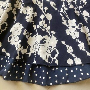 Floral Navy and White/Polka Dot Women's Reversible Skirt